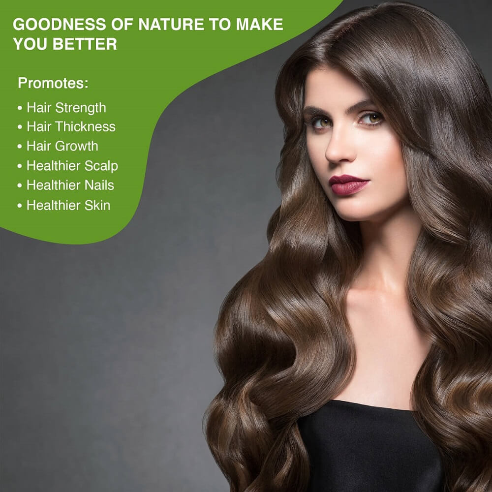 Natural Plant Biotin (10,000+ mcg Sesbania Agati, Bamboo Shoot, Triphala, Amla, herbs & More) For Stronger Hair & Healthy Scalp