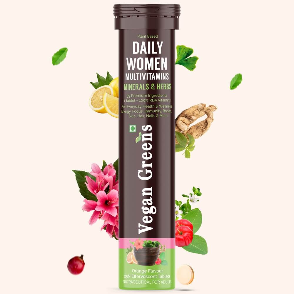 Daily Women Multivitamins (39 Vitamins, Minerals & Herbs). 100% RDA. Menstrual Health, Energy, Focus, Immunity, Joints, Bones, Skin, Hair & Nails